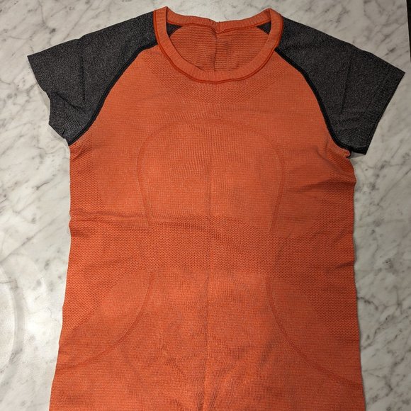Lululemon Women Athletic Tshirt Orange and Grey Size 8 - Picture 1 of 4